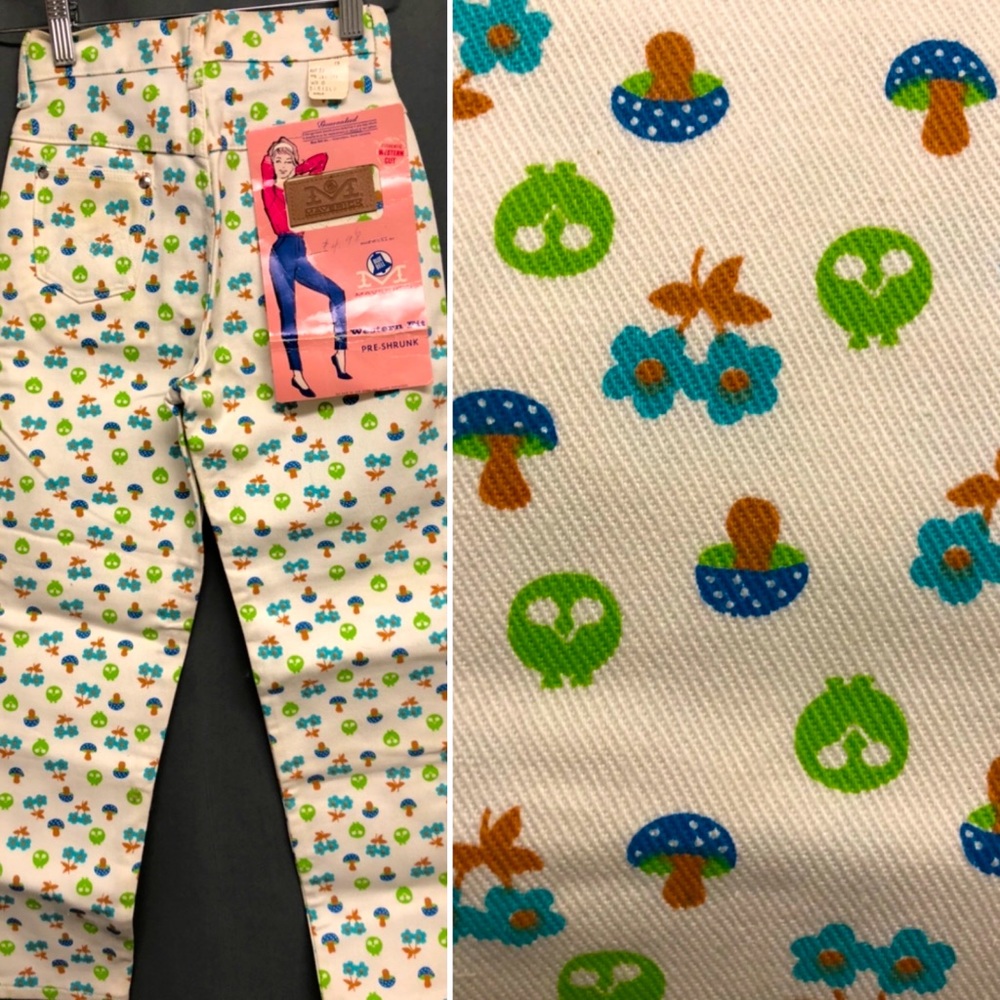 Rare dead stock Maverick mushroom,Daisy 1960s 70s
Print jeans